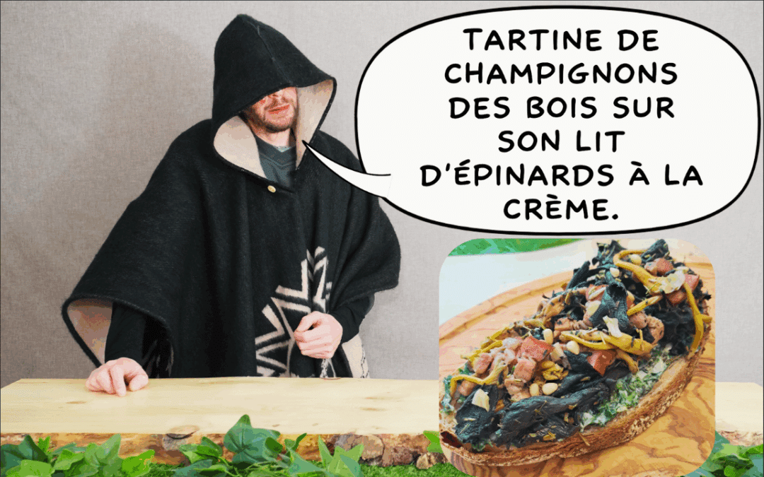 Tartine de champignons des bois sur son lit d&rsquo;épinards à la crème