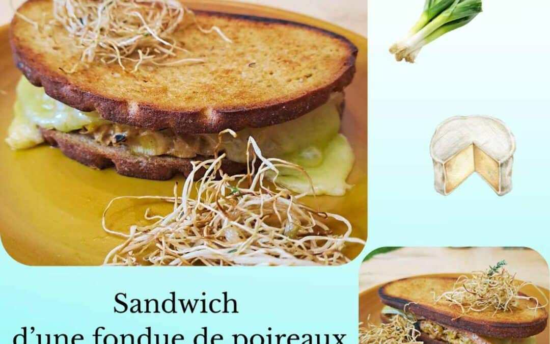 Sandwich à la fondue de poireaux et au fromage