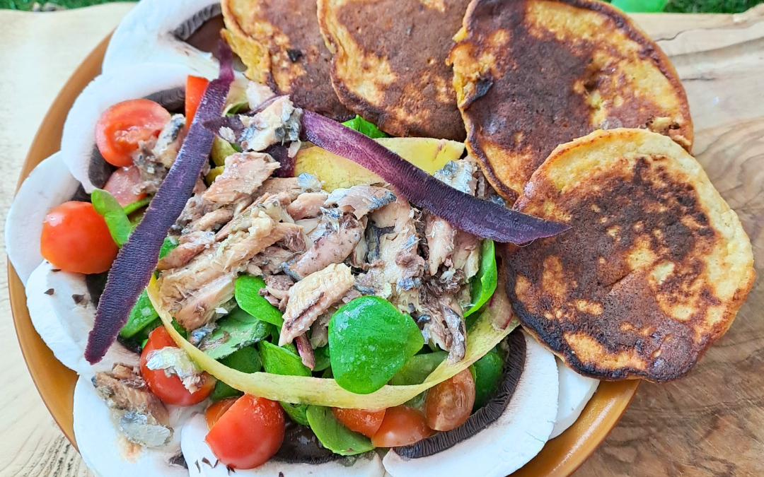 Galette de maïs et salade de sardines